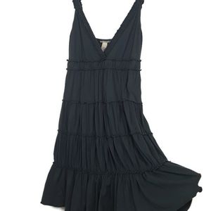 Lucky Brand Dark Green Lined Tier Ruffle Dress XS